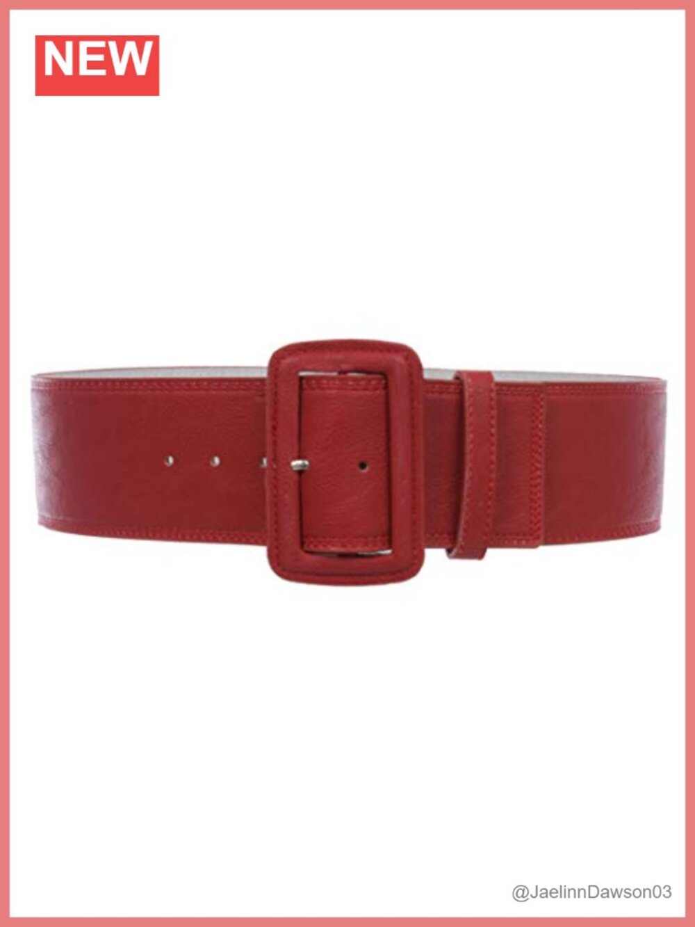 Wide High Waist Rectangular Leather Belt 3 Inch Stitch